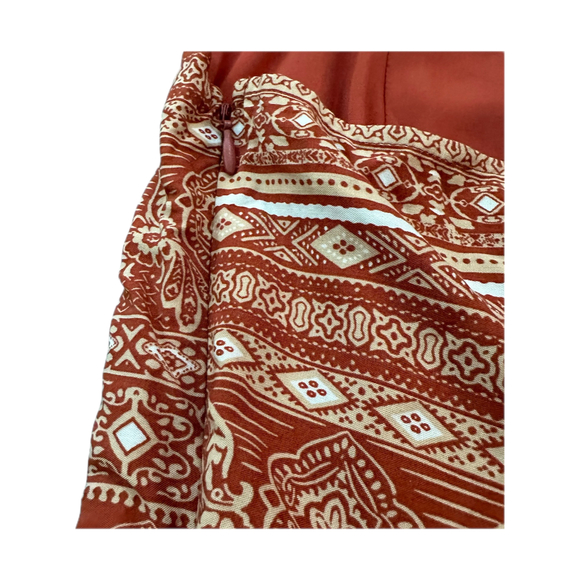 NWT! Bohemian Tribal Print Rust Mini Fit & Flare Dress w/ Lace up Back- Size XL - Picture 6 of 9